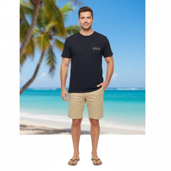 Margaritaville Jimmy Buffett License to Chill Pocket T-Shirt Blue Large Unisex - Picture 2 of 7